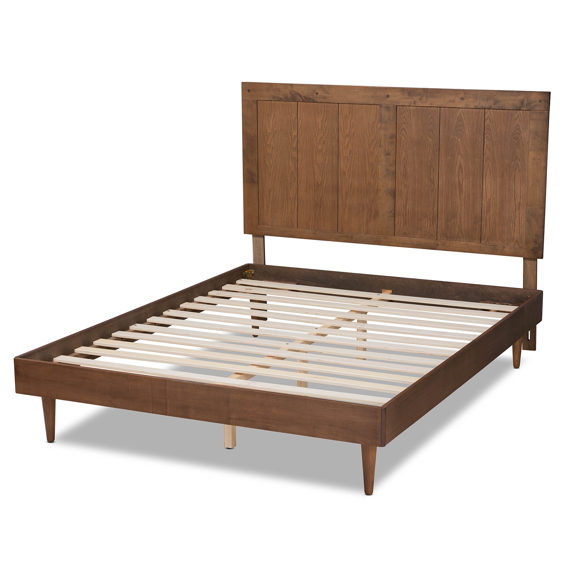 Baxton Studio Nicola Transitional Wood Back Support Platform Bed, Queen, Ash Walnut