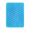 Blue Bath, Shower and Tub Silicone Mat, Non Slip Bathtub Mat with Drain Holes and Suction Cups, Safety, Antibacterial, Hunging Up for Fast Drying, Super Soft, 24x16inch