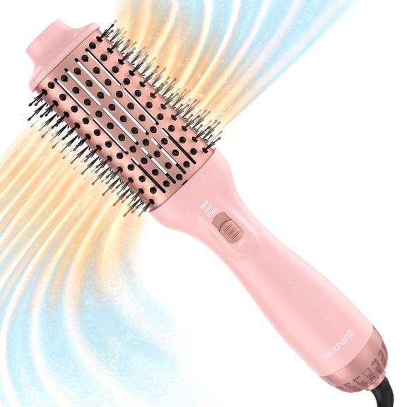  NEXPURE Blow Dryer Brush, 4-in-1 Ionic Hair Dryer Brush Volumizer, Ceramic Titanium Anti-Frizz Hot Air Brush for Medium to Long Hair Styling, Pink