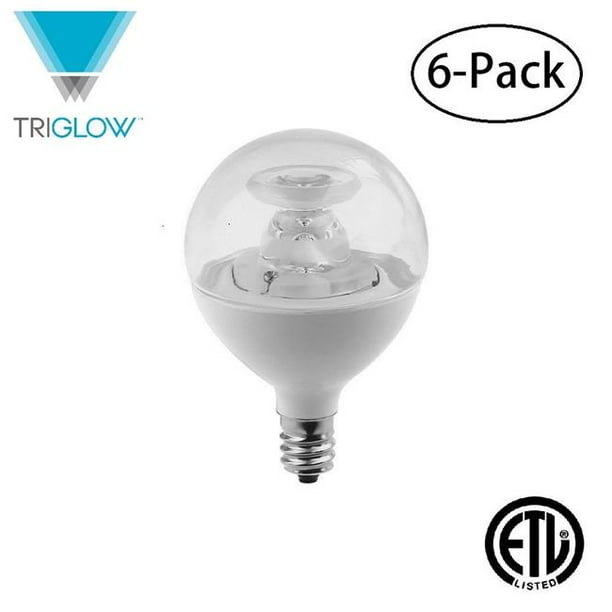 TriGlow T90277-6 5 - 40 Watts Équivalent Dimmable LED G16 Globe Ampoule&44; 3000K Couleur Blanche Douce avec 350 Lumens&44; E12 Candélabres Base&44; ETL Énuméré&44; Pack de 6