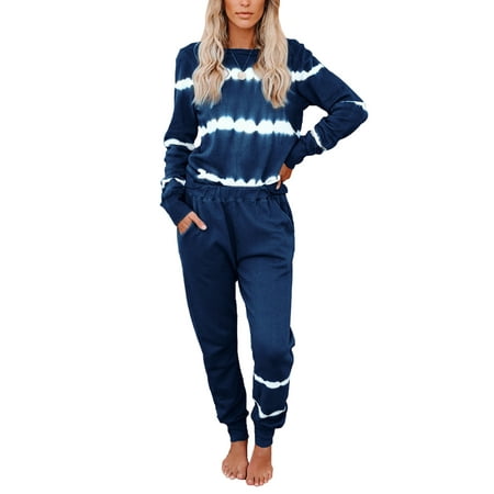 

Avamo Women s Tie Dye Printed Pajamas Set Long Sleeve Tops and Jogger Pants pjs Set Soft comfy Nightwear Casual Cozy Sleepwear Loungewear