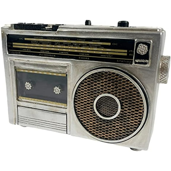 Urbalabs Vintage Money Bank Radio, TV, Camera, Robot Retro Style Piggy Bank for Kids Adults Large Coin Bank Fall Out Desk Office Table Home Decor 70's Feel (Silver Radio)