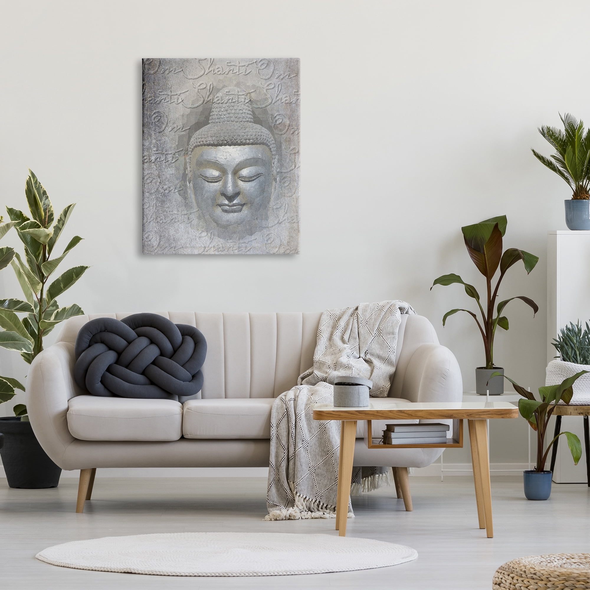 Stupell Industries Layered Buddha Spiritual Words Script Om Shanti Mantra Graphic Art Gallery Wrapped Canvas Print Wall Art, Design by Graffitee Studios