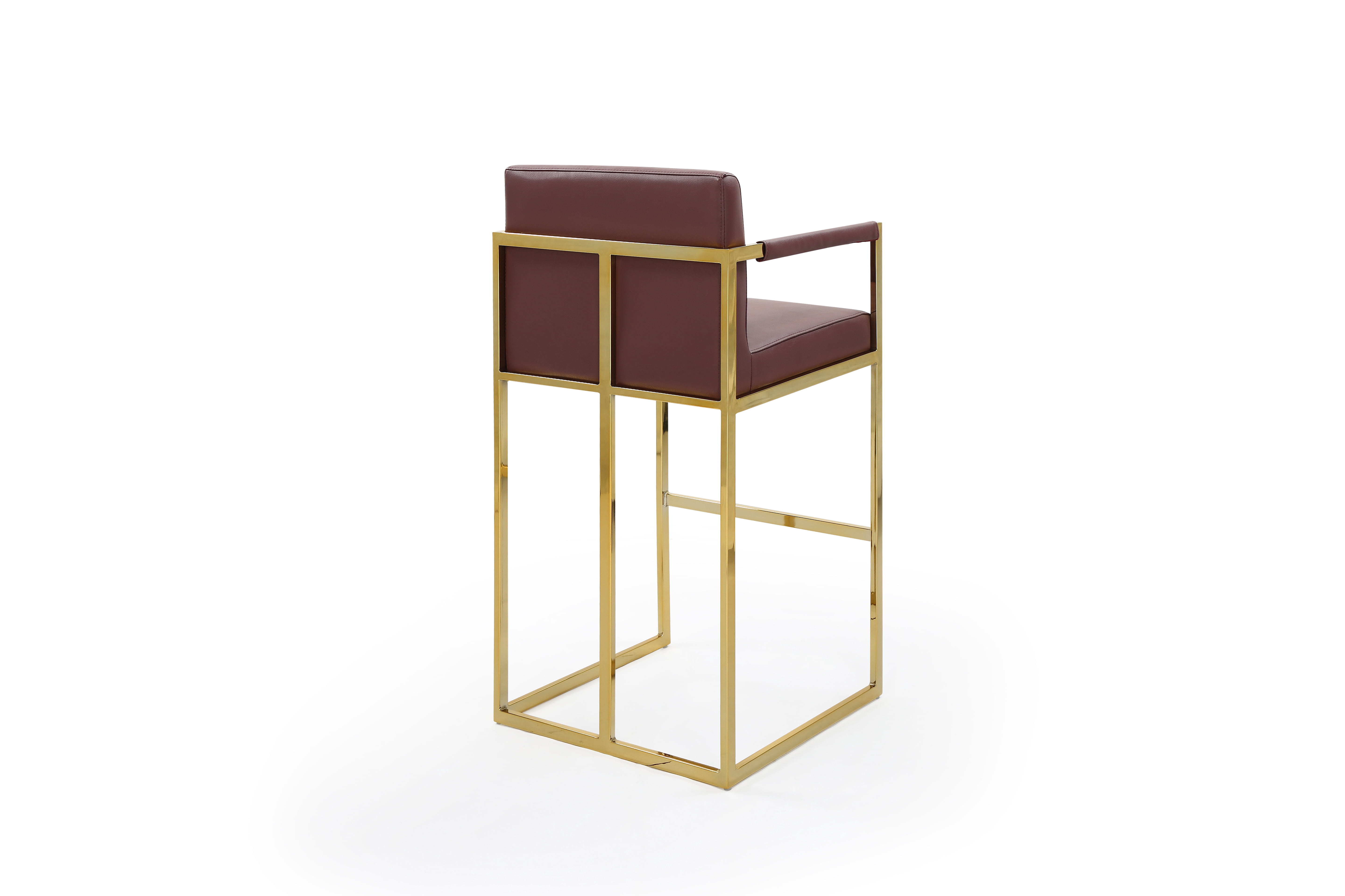 Chic Home Bertrand Chair PU Leather Upholstered Square Arm Bar Stool