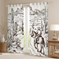 thumbnail image 2 of Castle Fairy Teenagers Western Cowboy Black Out Curtains,Southwestern Exotic Style Curtains Pack of 2 (42x63 Each),Vintage Aesthetic Desert Cactus Bedroom Curtains,Super Cozy Room Decor, 2 of 6