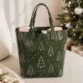 thumbnail image 5 of Christmas Tree Print Tote Bag, Green Holiday Handbag for Women, Large Reusable Shopping Shoulder Bag with Double Handles, Festive Winter Gift Carrier, 5 of 6