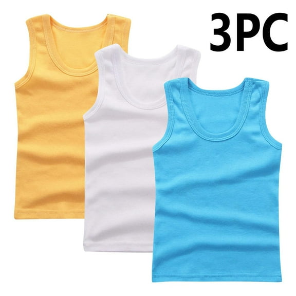 BRGZLK 3 Pack Kids Undershirts Tank Tops Girls Summer Trendy Solid Base Sleeveless Top Cotton Super Soft Round Neck Camisoles Beige 3-4 Years
