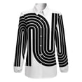 thumbnail image 4 of 70s Retro Vintage Style Geometric Design 333 Black And White Long Sleeve Blouse Woman Streetwear Casual Shirts Summer Oversize Woman Streetwear Clothing Birthday Present, 4 of 7