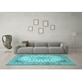 thumbnail image 3 of Ahgly Company Indoor Rectangle Medallion Light Blue Traditional Area Rugs, 2' x 5', 3 of 4