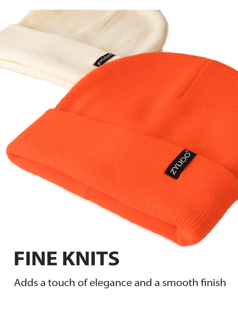 Women\'s Beanie Orange Wool Unisex Cuffed Knit Winter Warm Skull Ski Hats Caps Penkiiy Beanie for Women Men Unisex Cuffed Plain Skull Knit  main image 3