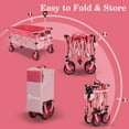thumbnail image 4 of Sekey 220L Collapsible Foldable Wagon with 330lbs Weight Capacity, Heavy Duty Folding Wagon Cart with Big All-Terrain Wheels & Drink Holders (Pink), 4 of 8