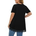 thumbnail image 4 of WellSize Women Plus Size Tops Casual Lace Tunic Blouse Summer Crew Neck Short Sleeve Shirts, 4 of 8