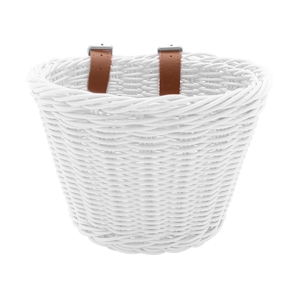 Cesta de bicicleta Cesta delantera para bicicleta para niños, cesta colgante para bicicleta, cesta tejida de ratán PP con cinturones ajustables
