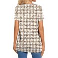 thumbnail image 6 of ClodeEU Women's V Neck Printed Short Sleeve Shirt,Loose Fit Casual Top with Button Khaki#,Womens Plus XL, 6 of 8