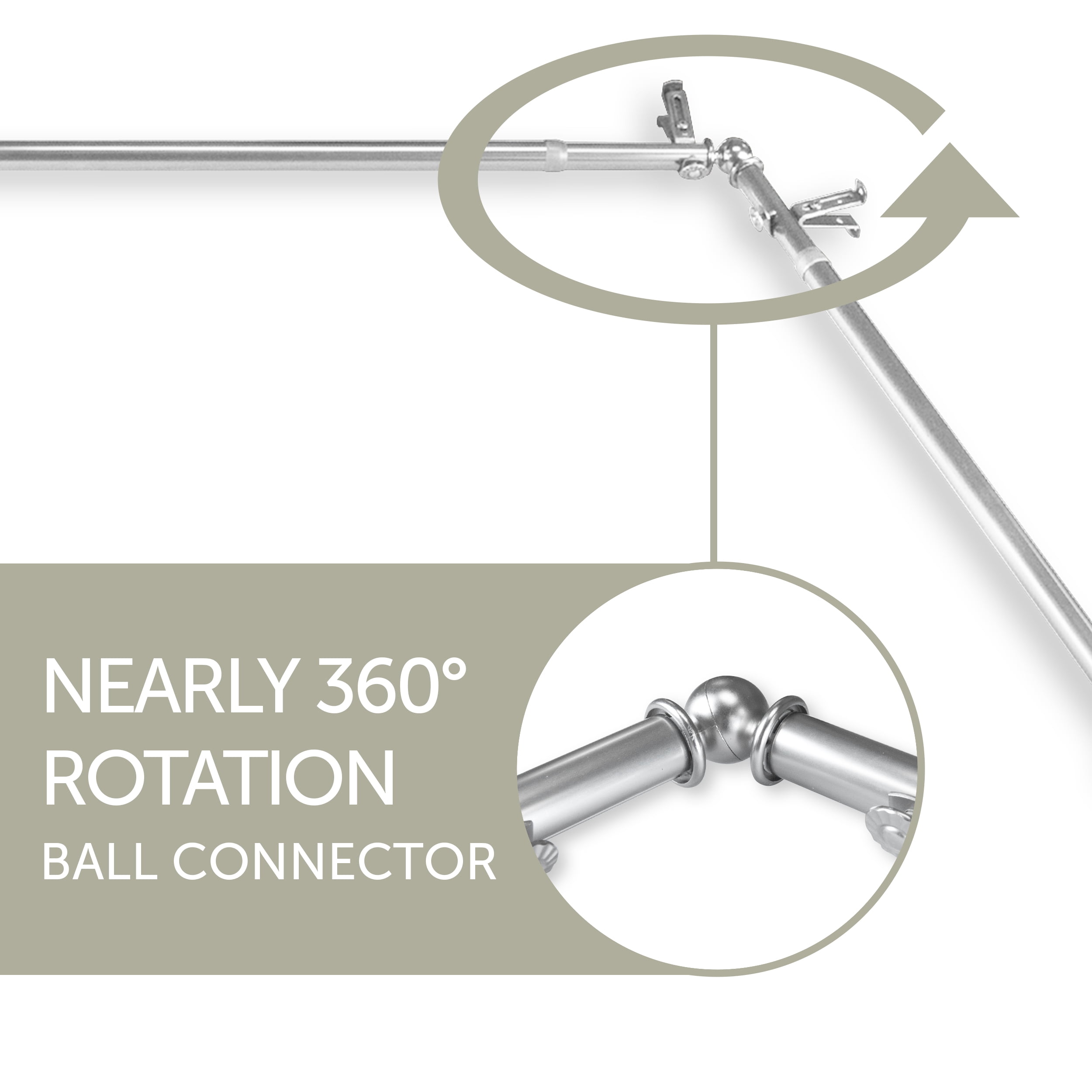 Lucid 13/16" 5-Sided Bay Window Curtain Rod - Satin Nickel