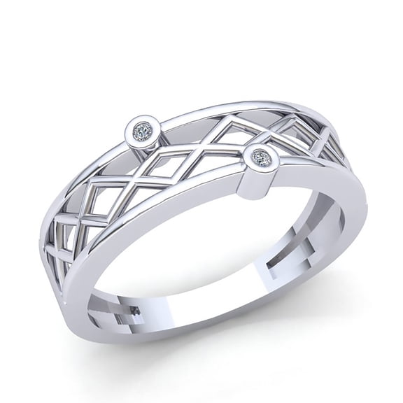 Genuine 0.15ct Round Cut Diamond Mens Fancy Zigzag Anniversary Wedding Band Solid 14K Rose, White or Yellow Gold GH SI1