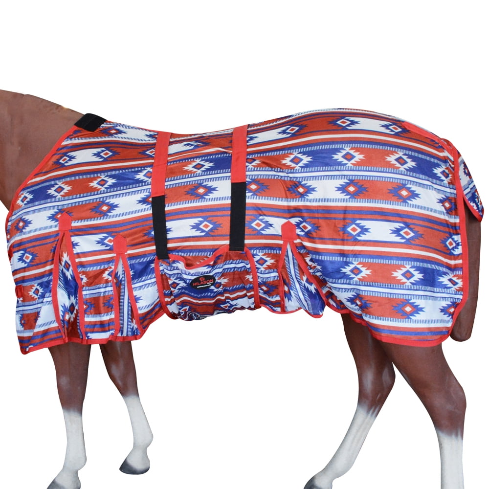 66 In Hilason Horse Fly Sheet Uv Protect Mesh Bug Mosquito Summer Red Aztec