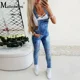 thumbnail image 4 of Monos vaqueros desgastados con bolsillos decorados a la moda para mujer 2020, monos casuales de una pieza con pierna ajustada y pantalones vaqueros desgastados, ropa de otoño, 4 of 4