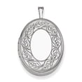 thumbnail image 1 of Sterling Silver Rhodium-Plated 26mm Leaf Border Oval Locket (31.65 X 20.5) Made In Hong Kong qls330, 1 of 2