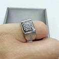 thumbnail image 4 of 2Ct Round Cut Simulated Diamond Mens Cluster Gift Engagement Wedding Ring 14K White Gold Plated 925 Silver, 4 of 5