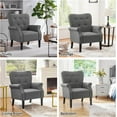 thumbnail image 3 of CZMJY Modern Armchair, Mid Century Accent Chair with Sturdy Wood Legs and High Back for Small Space, Upholstered Fabric Sofa Club Chair for Living Room/Bedroom/Office, Dark Gray, 3 of 8