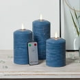 thumbnail image 2 of Lights4fun, Inc. Set of 3 TruGlow Blue Distressed Wax Flameless LED Battery Operated Pillar Candles with Remote Control, 2 of 2
