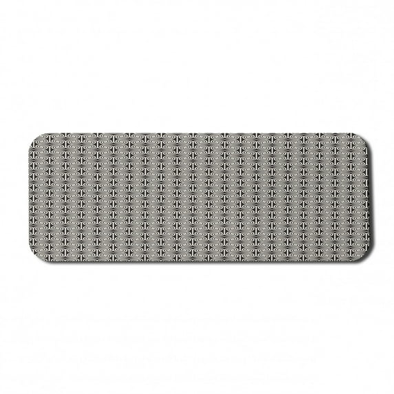 Retro Computer Mouse Pad, Minimalist Spiraling Geometric Swirly Stripes Boho Influences Mosaic, Rectangle Non-Slip Rubber Mousepad Large, 31" x 12", Charcoal Grey and Off White, by Ambesonne