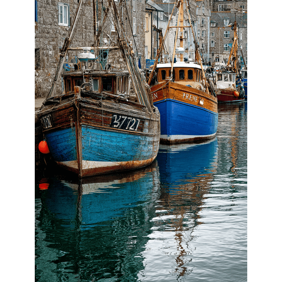 Fishing Boats Harbor Canvas Painting,Coastal Nautical Wall Decor for Living Room Bedroom Office Home