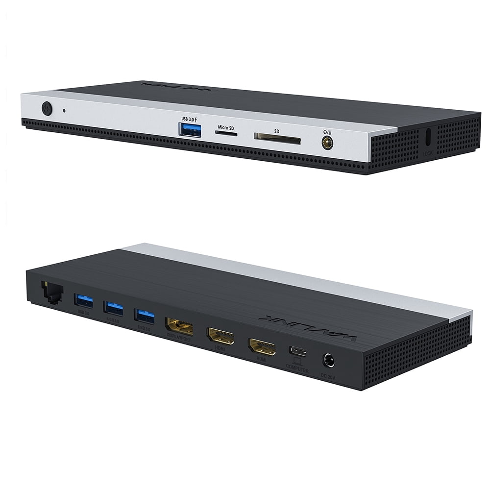WAVLINK USB-C Triple Display 4K MST Docking Station with Power Delivery for Windows(2X HDMI, 1x DP, 4X USB Ports, 85W USB C PD,Gigabit Ethernet, SD/TF and Audio)