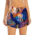 thumbnail image 3 of Uemuo Rooster Oil Painting Pattern Women's Athletic Shorts High Waisted Running Shorts with Liner Pockets Gym Elastic Workout Shorts-Large, 3 of 9