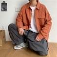 thumbnail image 3 of Camisas Para Hombre Talla Extra Uniformes Hombres Chicos Sólido Camisa de manga larga con botones Trajes de primavera y verano (Orange, M), 3 of 5
