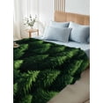 thumbnail image 4 of Green Forest Full Size Flat Sheet, Wrinkleproof & Fadeproof Cooling Flat Bed Sheet Only, Pine Trees Modern Mysterious Art Breathable Soft Bedding Top Sheets 81 x 96 Inches, 4 of 8