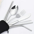 thumbnail image 3 of Stainless Steel Tableware Kit Cutlery Set Portable Camping Office Travel Dinnerware Kitchen Knife Fork Spoon Chopsticks Dining Utensils, 3 of 9