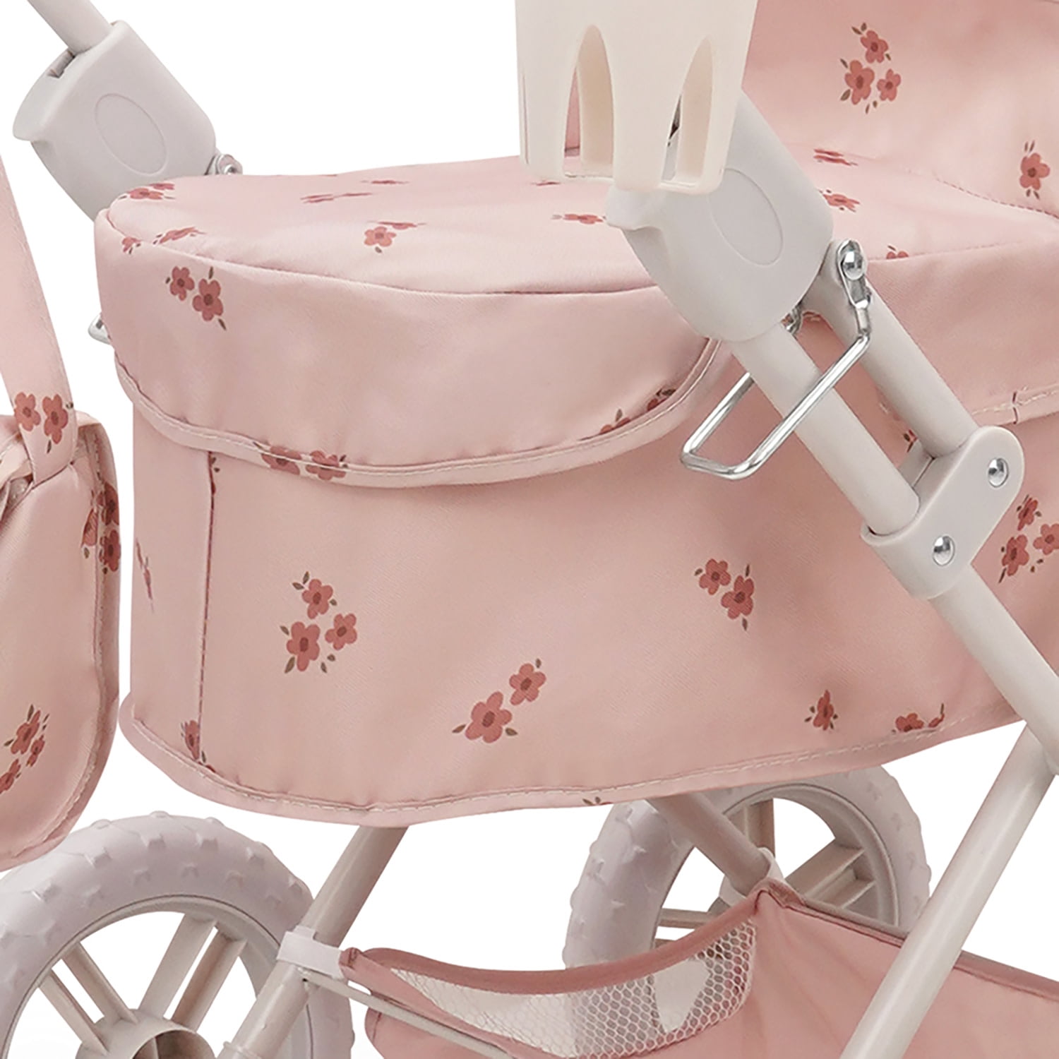 509 Crew: Ballet Flora - Deluxe Amanda Doll Pram - Soft Pink & Flowers, Handbag, Sun Canopy, Adjustable Handle, Foldable, Doll Accessory Toy, Kids 3+