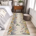thumbnail image 4 of Runner Rug 2'x6', Spring Floral Washable Non-Slip Hallway Runner Rugs, Daisy Sunflowers Wisteria Hummingbird Beige Bedside Rugs Floor Mats Carpet Runners for Kitchen Bathroom Laundry Room, 4 of 8