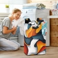 thumbnail image 5 of Yayeee Freestanding Laundry Hamper with Handle Collapsible Large Storage Basket for Clothes, Abstract Wavy, 5 of 7