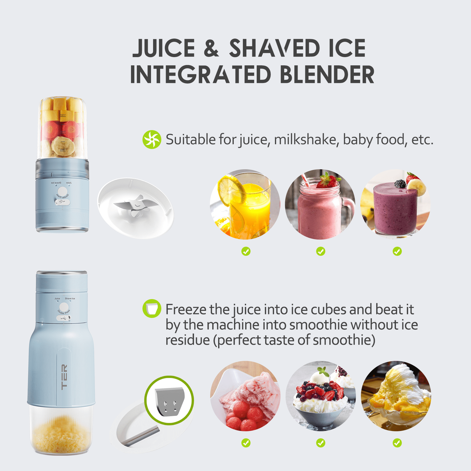 GlowWise Portable Blender, Cordless, 12oz. Vessel, Personal Blender-for Shakes & Smoothies, BPA Free, USB-C Rechargeable, Dishwasher Safe Parts, Blue