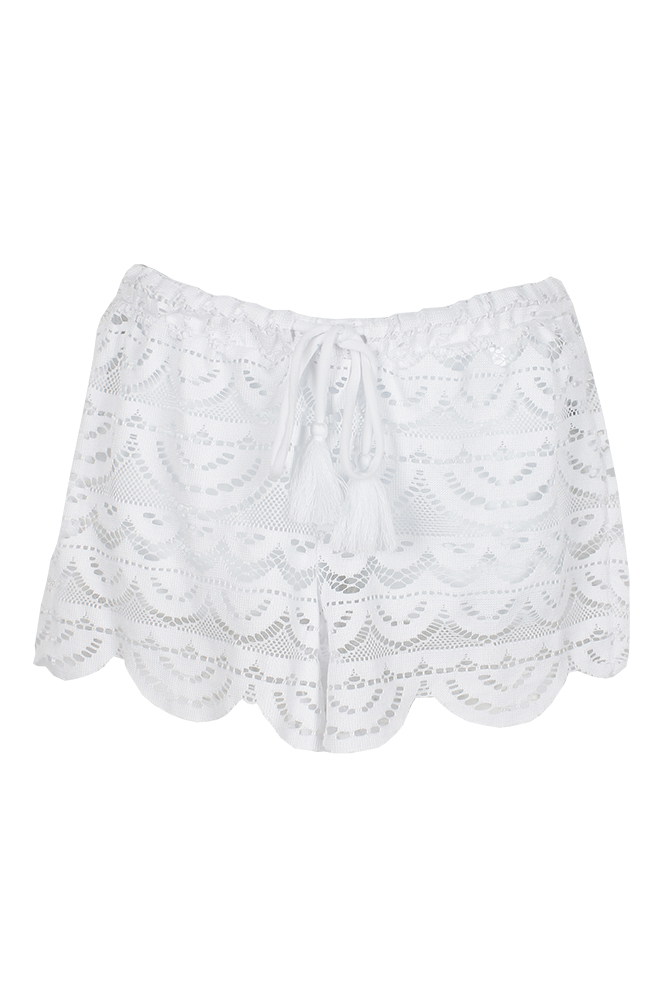white swim cover up shorts