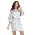 thumbnail image 6 of Fjuchai Women V-Neck Bathrobe Summer Silk Stain Pajamas Short Section Cardigan Robe for Female S-XXL, 6 of 9