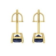 thumbnail image 4 of Clara Pucci 0.5Ct Blue Sapphire Princess Cut VVS1 Screw Back Stud 18k Solid hypoallergenic Gold Designer Earrings For September, 4 of 7