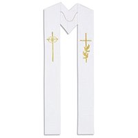 Wedding Stole Embroidery on Polyester 110 Inches Long, White