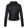 thumbnail image 3 of Cnbwig Jackets Women Fashion Coats Faux Leather Jacket Short Zip Up Cool Motorcycle Solid Color Outerwear Slim Fit Coat Lightweight Comfortable Jackets 2025 Outerwear E-Black 3XL, 3 of 3