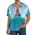 thumbnail image 1 of Fotbe Lighthouse Sea Port Camisa Estampada de Manga Corta para Hombre, Casual de Verano, Estilo Playero, Sin Arrugas-Medium, 1 of 5