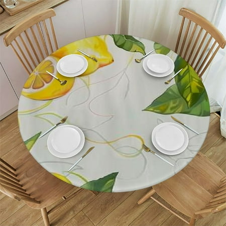 

WYYP Table Cloth Blue and White Summer Lemon Tablecloth Waterproof -Free Tablecloth Stain Resistant Spill Proof Lemon Table Cover for Outdoor Party Picnic Camping 46-50