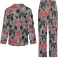thumbnail image 6 of Top-kevin Womens Pajamas Set Stars Leaves Pattern Soft Long Sleeve Sleepwear Button Down Sets, 6 of 6