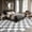 White-gray, variant on White-Gray Checkered Plush Shag Area Rug - Soft Fuzzy Modern Carpet for
