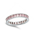 thumbnail image 4 of CHOOSE YOUR COLOR Stackable Eternity Pink CZ Wholesale Ring .925 Sterling Silver Band Female Size 8, 4 of 4