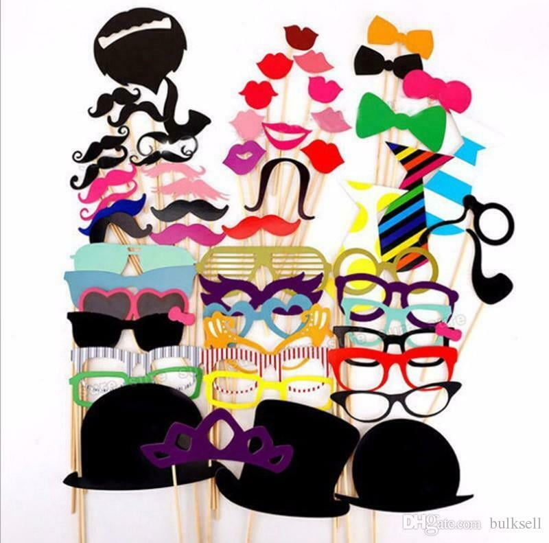 2 Pack 58pcs DIY Party Masks Props Mustache On A Stick Wedding Party Favor