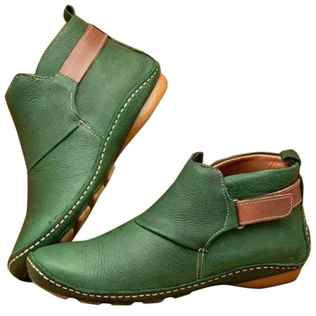 

Women Boots Euramerican Style Hook and Loop Flat Large Size Women Booties for Autumn Winter 39