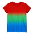 thumbnail image 5 of Wang6 Womens Plus Size Short Sleeve T Shirts Causal Loose Fit Gradient Printed Summer Tops Trendy Crew Neck Tees Shirts Red XXL, 5 of 5